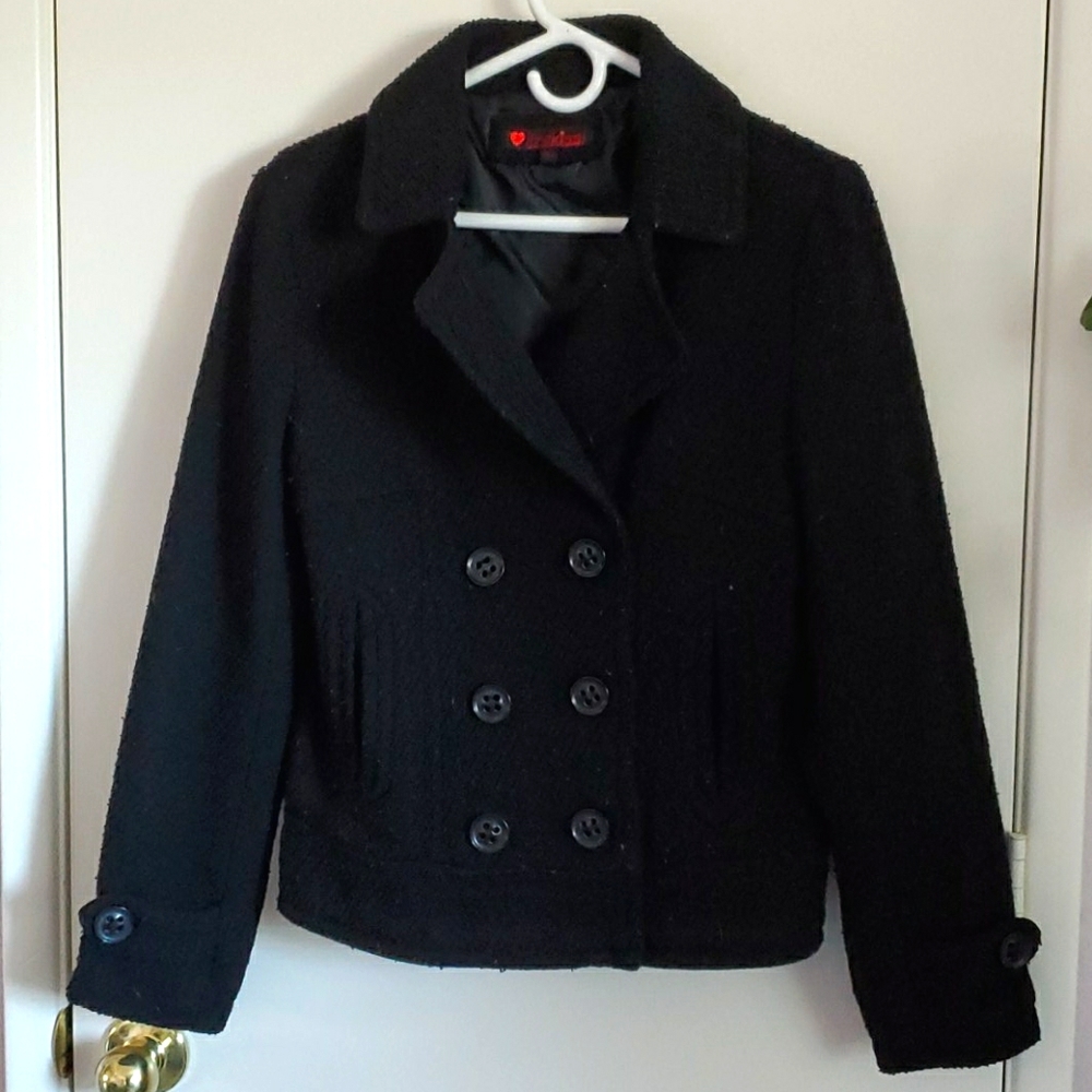 Black Short-Length Double Breasted Pea Coat